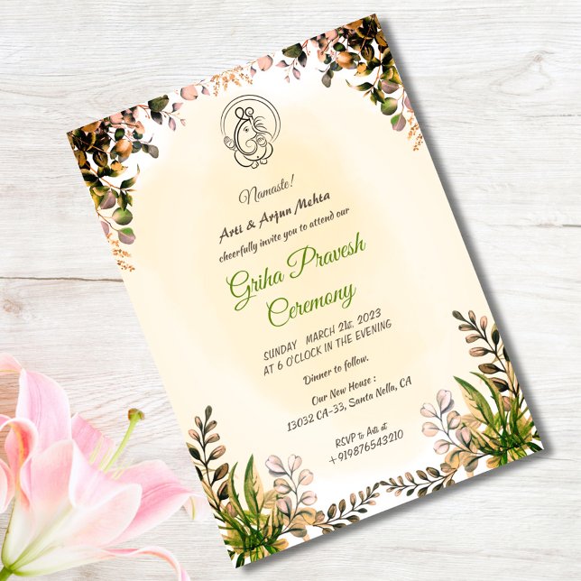 Convite Hindu House Warming Griha Pravesh (Criador carregado)