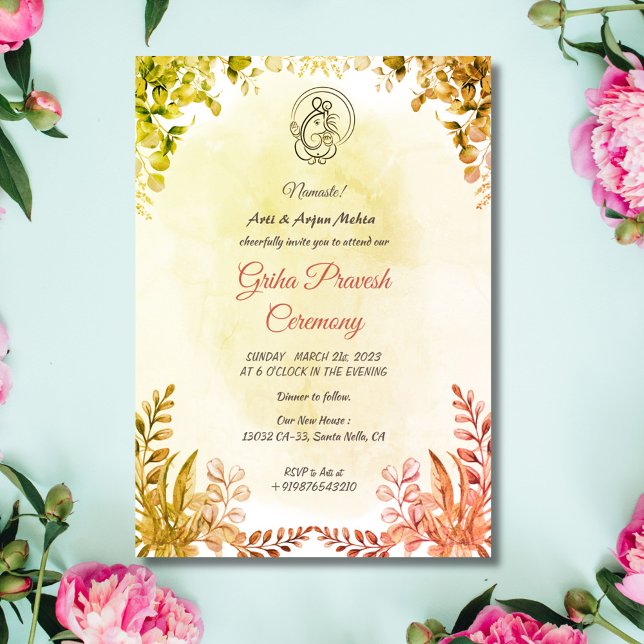 Convite Hindu House Warming Griha Pravesh (Criador carregado)