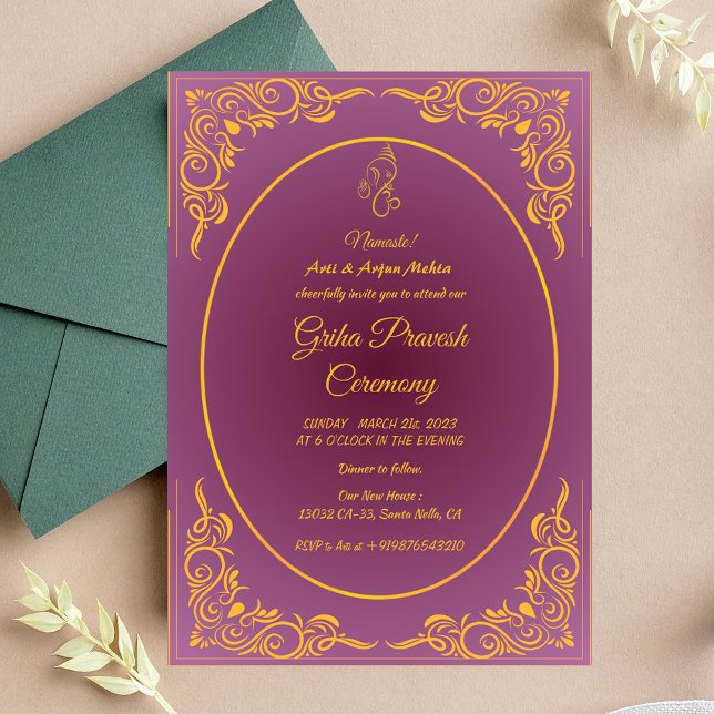 Convite Hindu House Warming Griha Pravesh (Criador carregado)