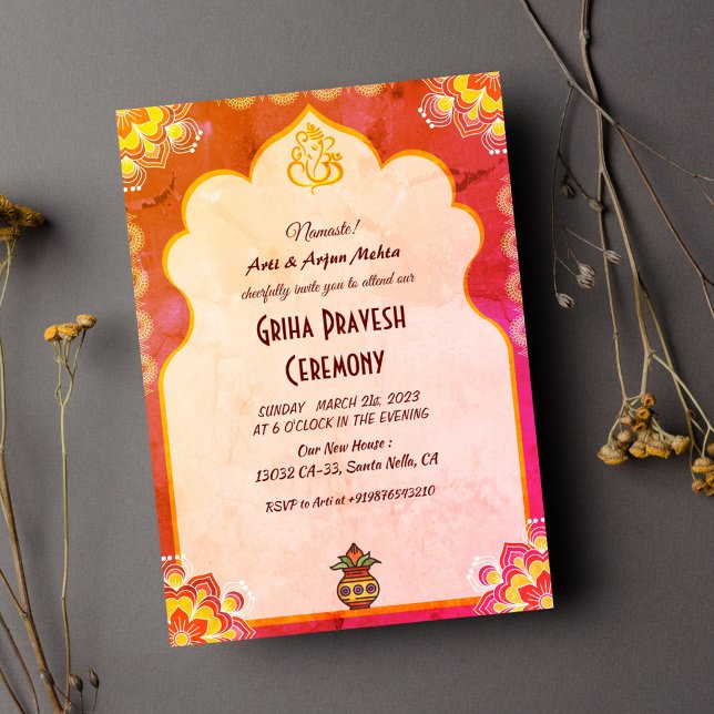 Convite Hindu House Warming Griha Pravesh (Criador carregado)