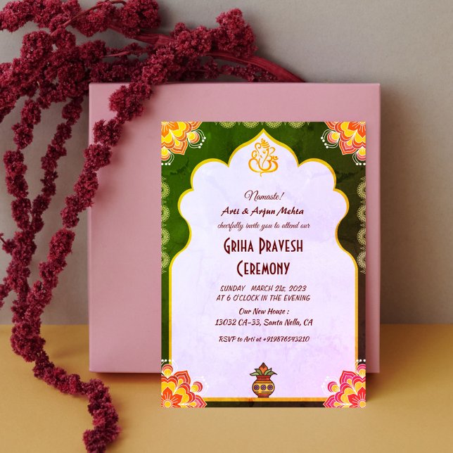 Convite Hindu House Warming Griha Pravesh (Criador carregado)