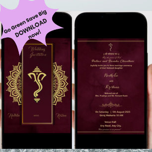 convite hindu indiano de casamento Ganesha