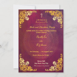 convite hindu mandala de casamento indiano