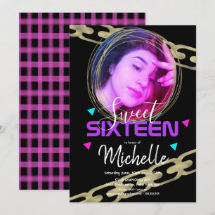 Convite Hip Hop Doce 16 Dourado Ring Confetti Foto