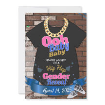 Hip Hop Gender Reveal Pink & Blue Invitations