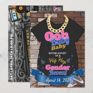 Convite Hip Hop Gender Reveal Pink & Blue Invitations