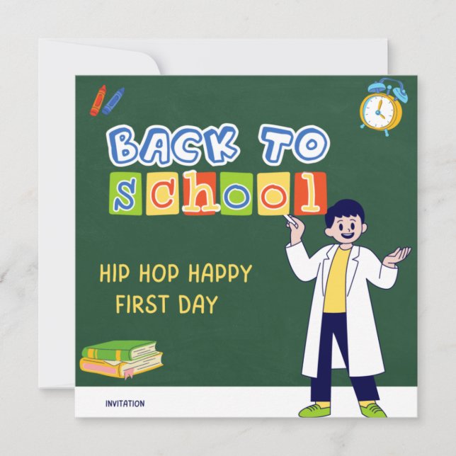 Convite Hip Hop Hooray Happy First Day  (Frente)