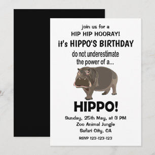 Convite Hipopótamo Divertido Cumpleaños Hipopótamo Fofo