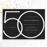 Convite Hipótese Mínima de Branco Negro 50º aniversário<br><div class="desc">Chic Black Minimalist Surprise 50th Birthday Invitation. Design de convite de aniversário moderno minimalista,  simples mas elegante e elegante. excelente para um partido temático preto e branco! Precisa de ajuda para personalizar este design? Entre em contato com o designer/criador clicando no botão 'Mensagem' abaixo.</div>