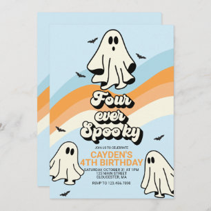 Convite Hippie Halloween Retro Ghost Quatro Sempre Spooky