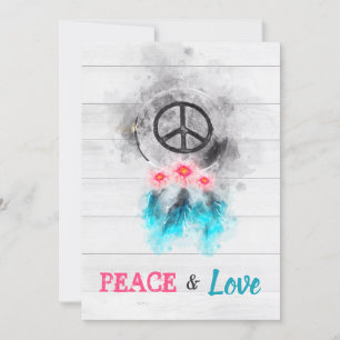 Convite *~ Hippie Peace & Love Rustic Baby Neutral Chá