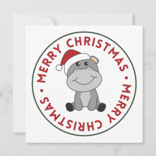 Convite Hippo Feliz Natal Animais de inverno Hippos Invita