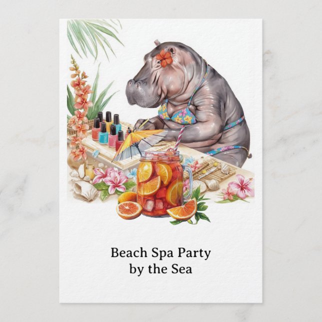Convite  Hippo in Bikini Manicure Coastal Beauty beach spa (Frente)
