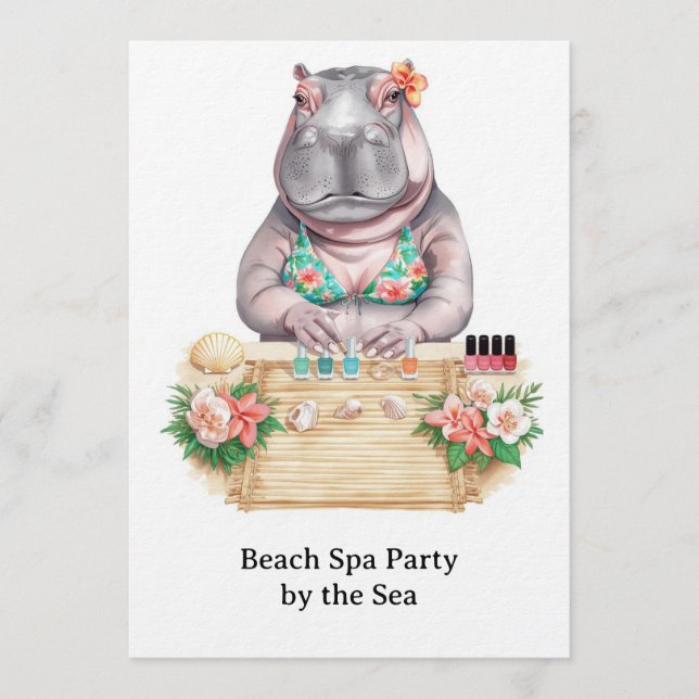 Convite  Hippo in Bikini Manicure Coastal Beauty beach spa (Frente)
