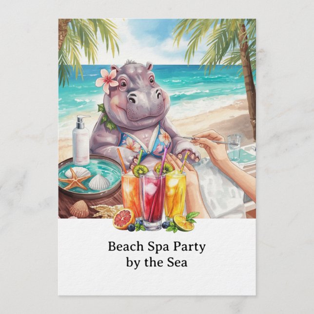 Convite  Hippo in Bikini Manicure Coastal Beauty beach spa (Frente)