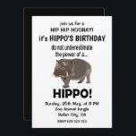 Convite Hippopotamus Funny Cute Hippo Birthday<br><div class="desc">Hippopotamus Funny Cute Hippo Birthday Convite de Aniversário projetado por Nisha Prabhu. Apresentando um belo animal hipopótamo com uma tipografia engraçada ''não subestime o poder de um HIPPO''. Totalmente personalizável. Personalize com seus detalhes. Faça um salto com este encantador Hippopotamus Engraçado, Cute Hippo, Convite de Aniversário! Perfeito para uma comemoração...</div>