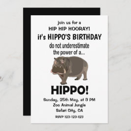Convite Hippopotamus Funny Cute Hippo Birthday