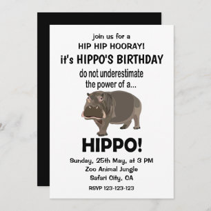 Convite Hippopotamus Funny Cute Hippo Birthday