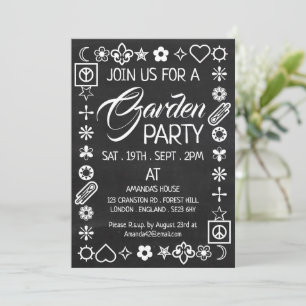 Convite Hippy Chic Decorted Chalkboard Garden Party