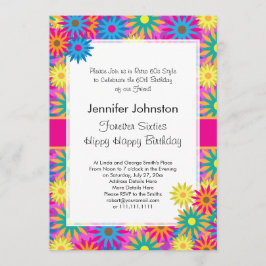 Convite Hippy Happy Birthday 1960 Retro 60th BDay Party