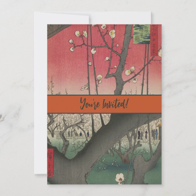 Convite Hiroshige Plum Estate Kameido: Japonês Vintage (Frente)
