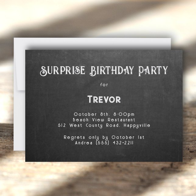 Convite His Birthday Party Black Chalkboard Invitation (Criador carregado)