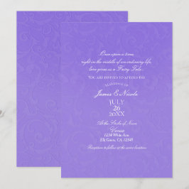 Convite História da Princesa Roxo Damasco Elegante Casamen