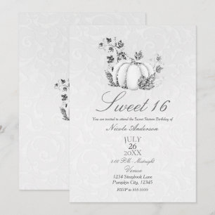 Convite História de Conto de Fadas Abóbora Branca Doce 16 