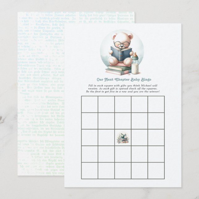 Convite História de Livro Jogo de Bingo Chá de Bebê do Nos (Frente/Verso)
