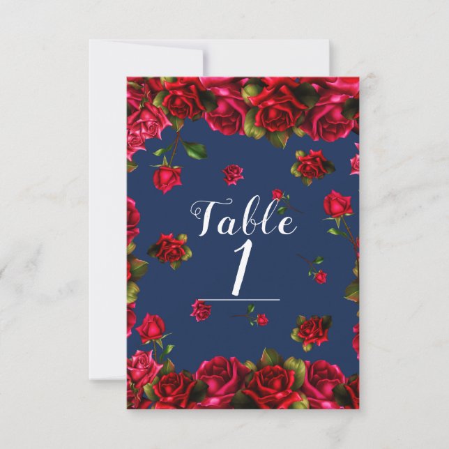 Convite História Elegante Rosas Vermelhas Número da Mesa A (Frente)