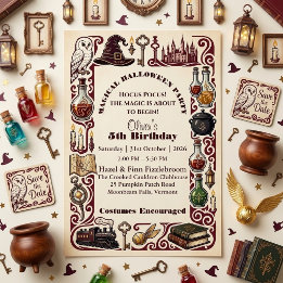 Convite História Mágica de Halloween Hocus Pocus Livro de