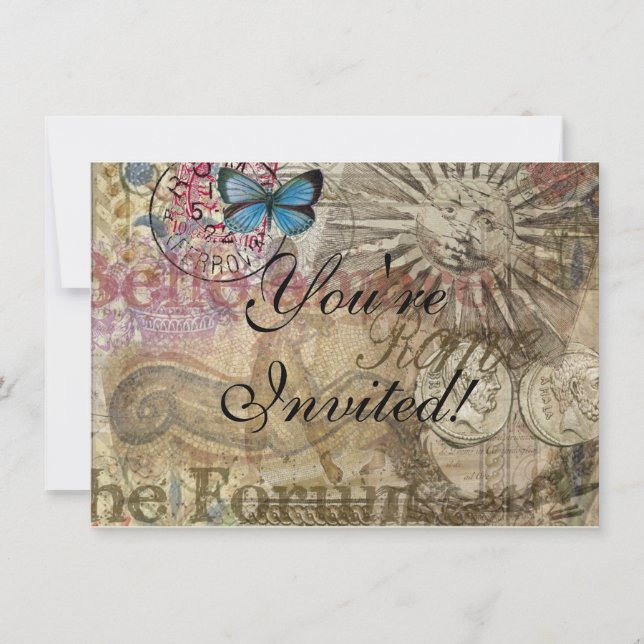 Convite História Romana Itália Viagem Férias Cidade (Frente)