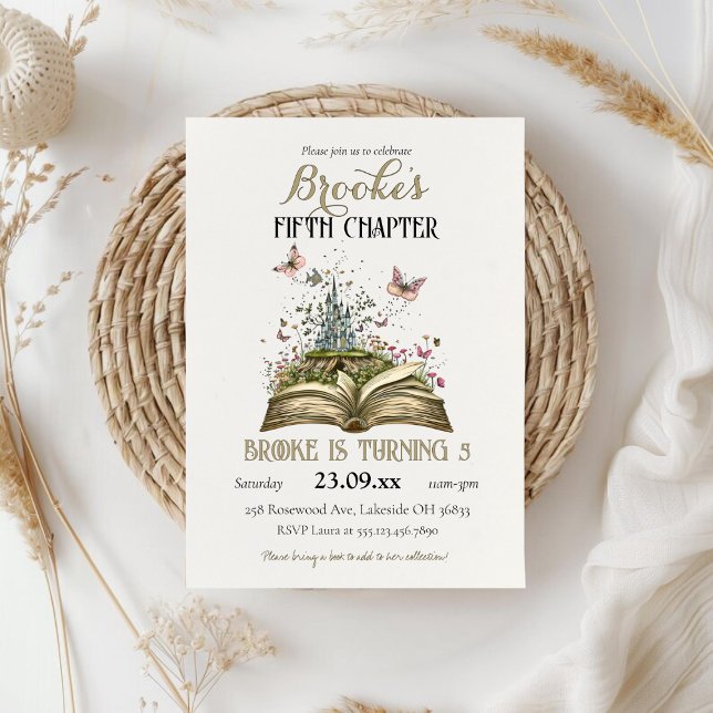 Convite História Whimsic Livro Magnético Parecia Festa de  (Whimsical Story Magic Book Themed Birthday Party Invitation)