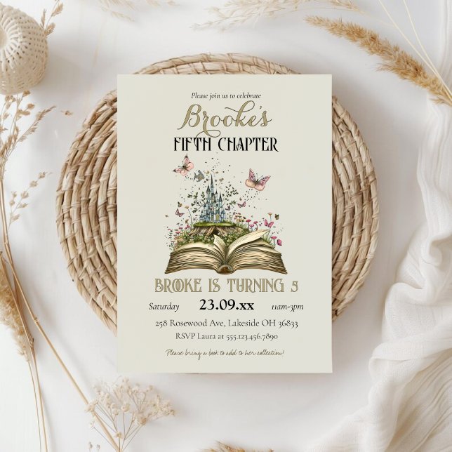 Convite História Whimsic Livro Magnético Parecia Festa de  (Whimsical Story Magic Book Themed Birthday Party Invitation)