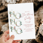 Convite Ho Ho Elegante Red Green Festa de Natal Dourada<br><div class="desc">Esta coleção apresenta gráficos elegantes de ouro e verde,  com um padrão de ouro botânico invernal.</div>