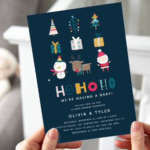 Convite HO HO HO Chás de Bebê de Natal para Casais