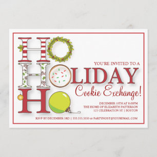 Convite HO HO HO partido da troca do biscoito do feriado