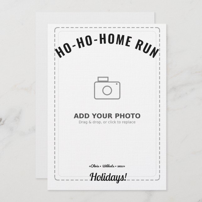 Convite Ho-Ho-Home Run Raccoon Holiday Card (White Back)  (Frente/Verso)