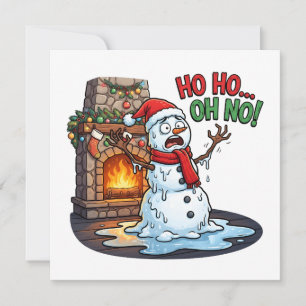 Convite Ho Ho Oh Não Boneco de Neve Derretendo Design Dive
