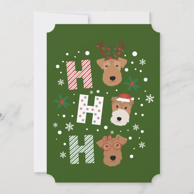 Convite Ho Ho Welsh Terrier Feliz Natal (Frente)