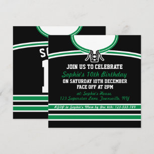 Convite Hockey Jersey Themed Party Inventa Modelo, Green