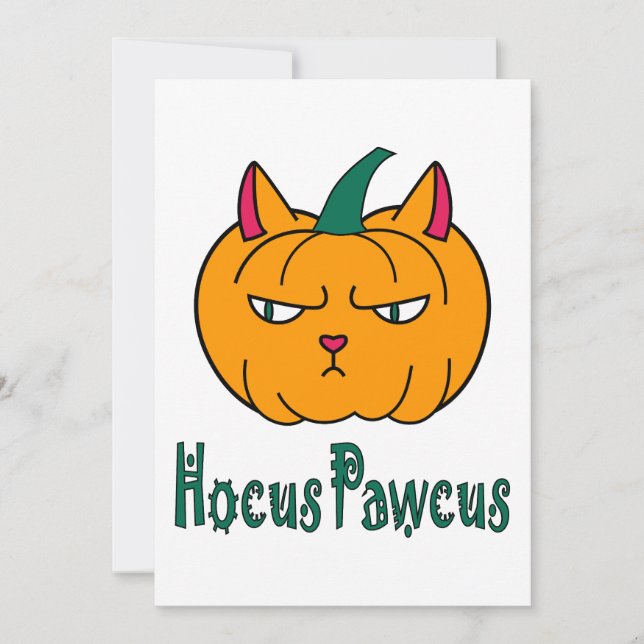 Convite Hocus pawcus Halloween abóbora gengibre magia (Frente)