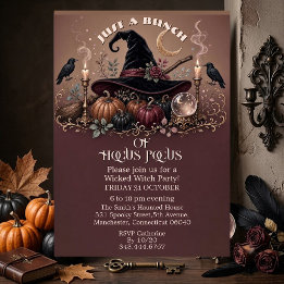Convite Hocus Pocus Chapéu Caprichoso Feitiço da Bruxa Mal