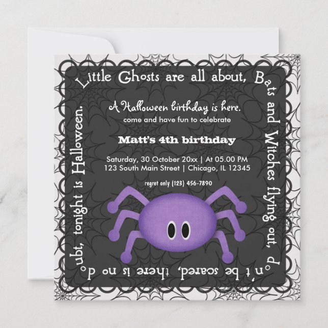 Convite Hocus Pocus Spider Birthday (Frente)