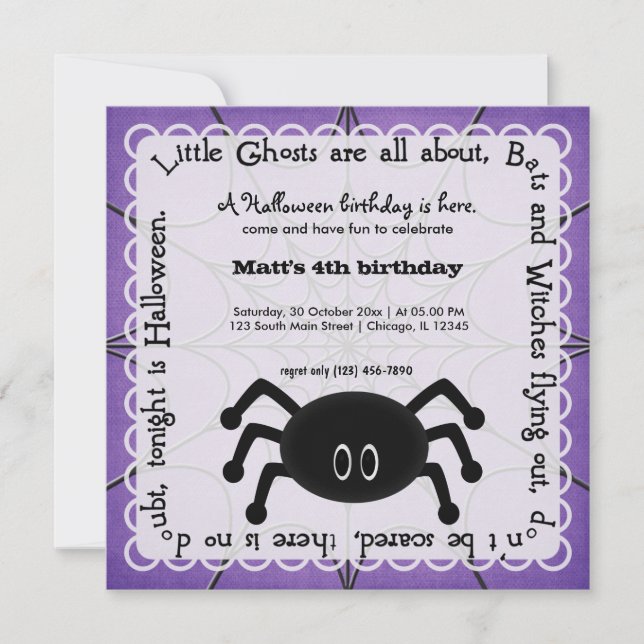 Convite Hocus Pocus Spider Birthday (Frente)