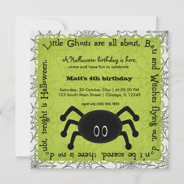 Convite Hocus Pocus Spider Birthday (Frente)
