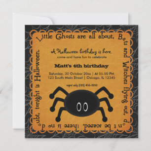 Convite Hocus Pocus Spider Birthday (Laranja)