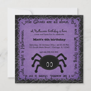Convite Hocus Pocus Spider Birthday (Roxo)