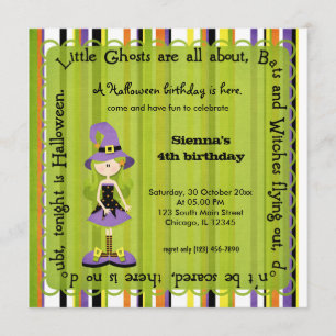 Convite Hocus Pocus Witch Birthday (Verde)