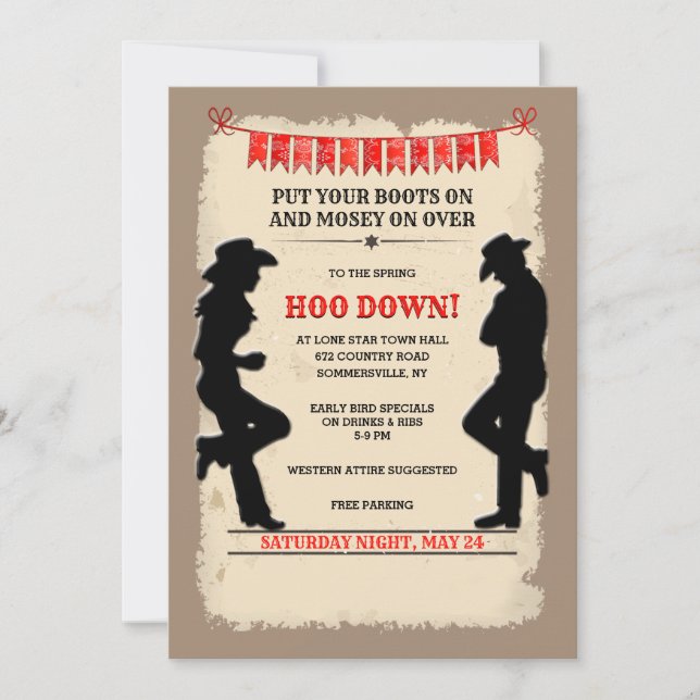 Convite Hoedown Country Western  Invitation Customized (Frente)